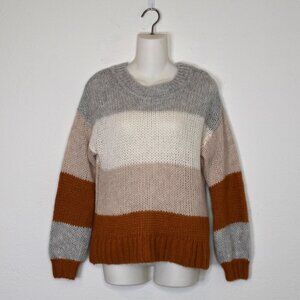 GAP Striped Sweater Sz S Alpaca Wool Colorblock Slouchy Neutral Minimalist